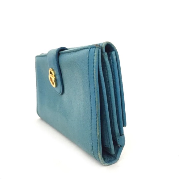 BVLGARI Bulgari Doppio Tondo Blue Leather Bifold Long Wallet - Picture 3 of 8